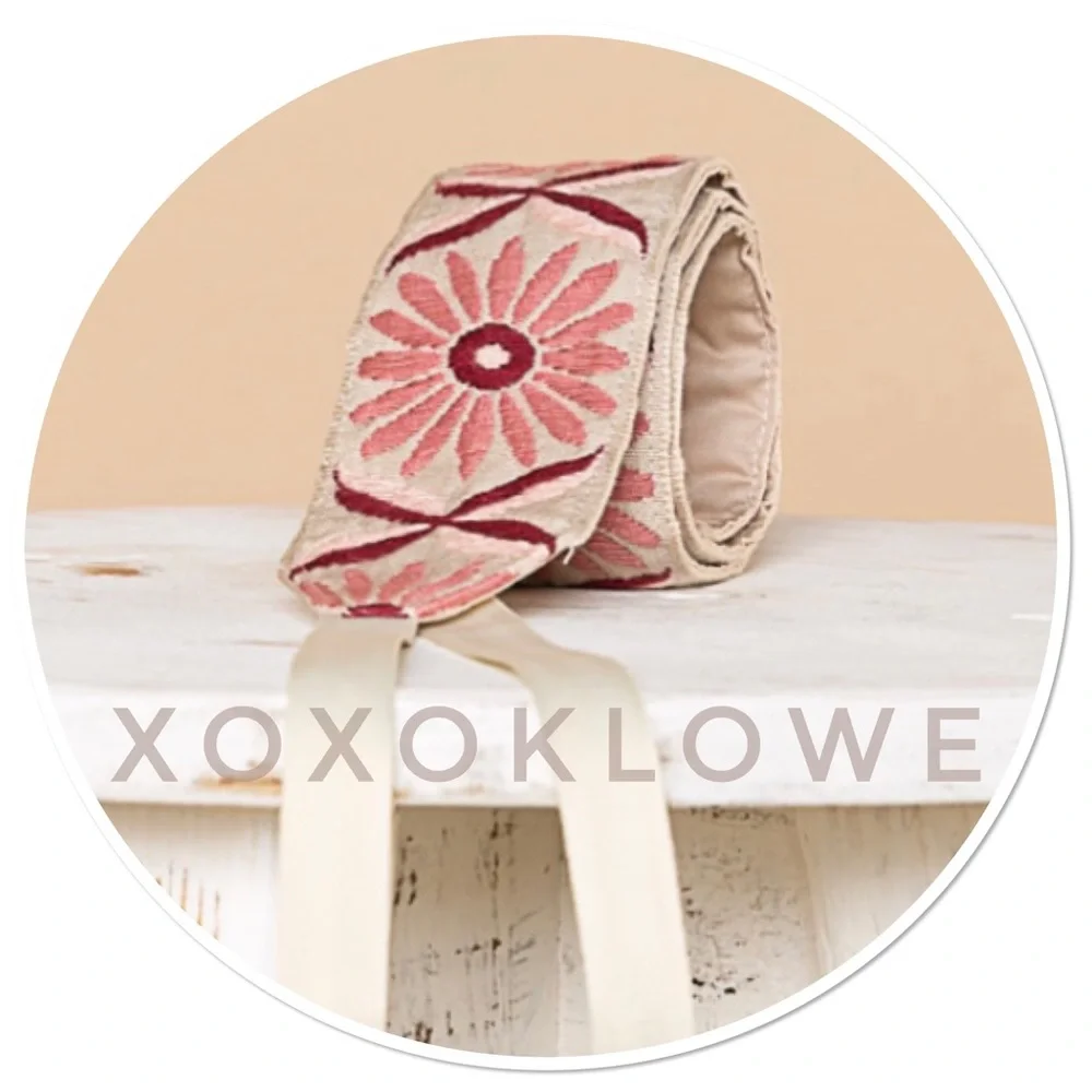 Boho Floral Embroidered Ribbon Tie Belt